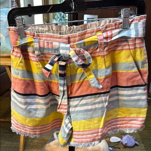 LOFT High Waist Yellow and Pink Shorts - Picture 1 of 6